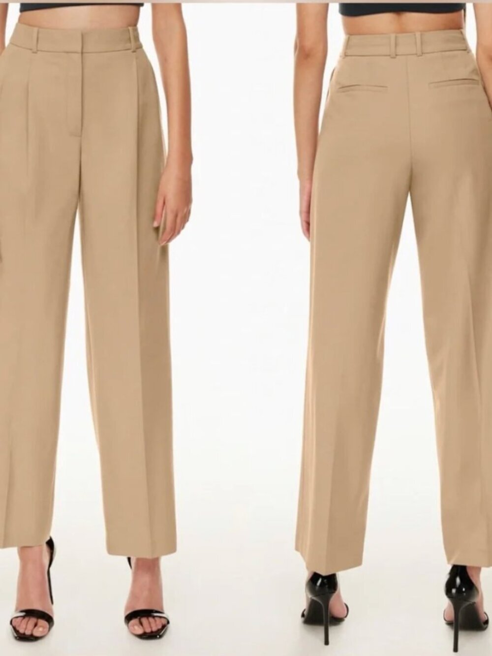 Babaton Aritzia Pleated Pant Gold Camel Wool Trousers Pants Size 6